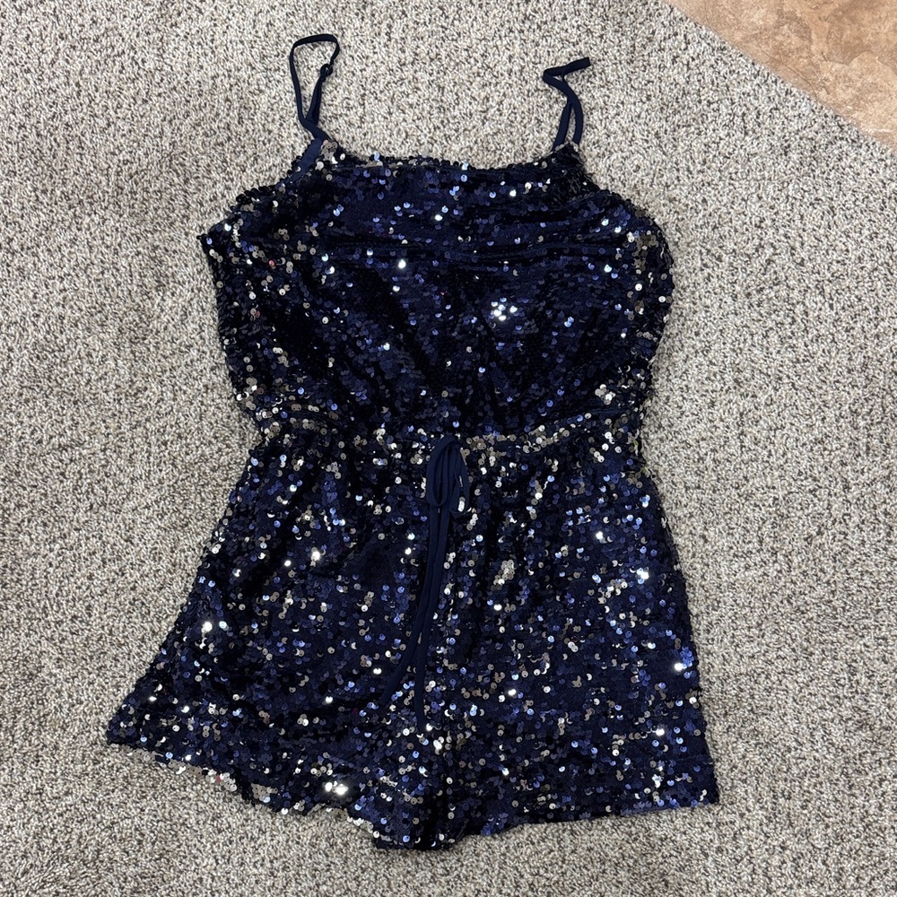 Navy Sequin One-Piece Romper